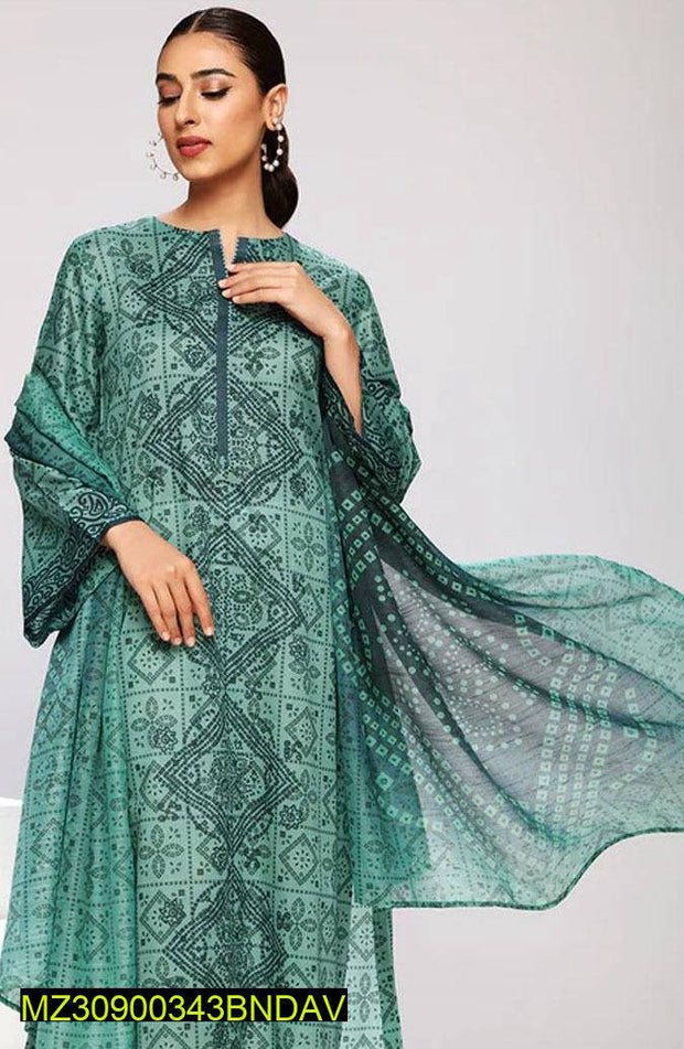 3 Pieces Women Unstitched Linen Printed Suit (Limited Stock) - Hammad Ali Merch