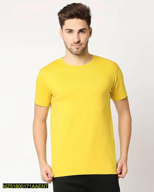 1 Piece Yellow Men's Stitched Round Neck T-Shirt - Hammad Ali Merch