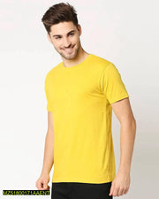 1 Piece Yellow Men's Stitched Round Neck T-Shirt - Hammad Ali Merch