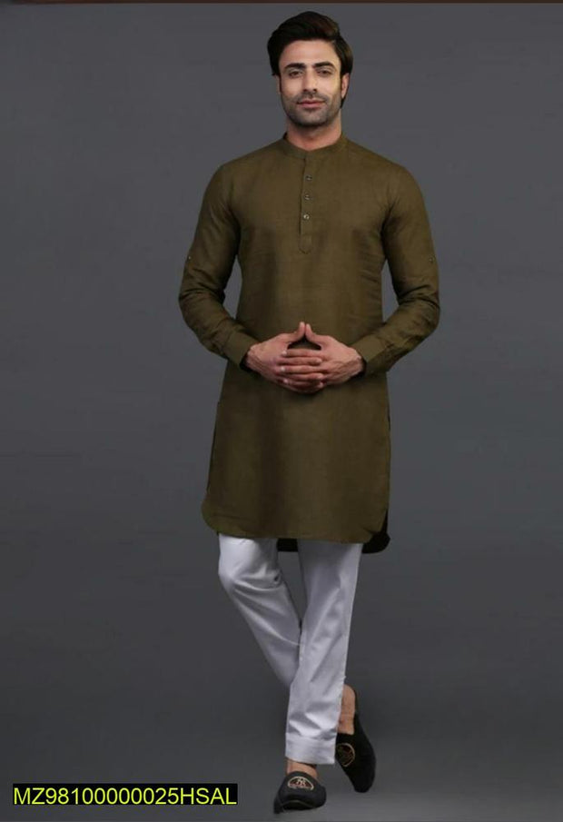 2 Pieces Men's Stitched Cotton Plain Kurta Pajama - Hammad Ali Merch