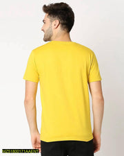 1 Piece Yellow Men's Stitched Round Neck T-Shirt - Hammad Ali Merch