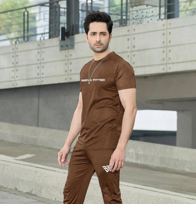 2 Pieces Men's Dry Fit Plain Track Suit - Hammad Ali Merch